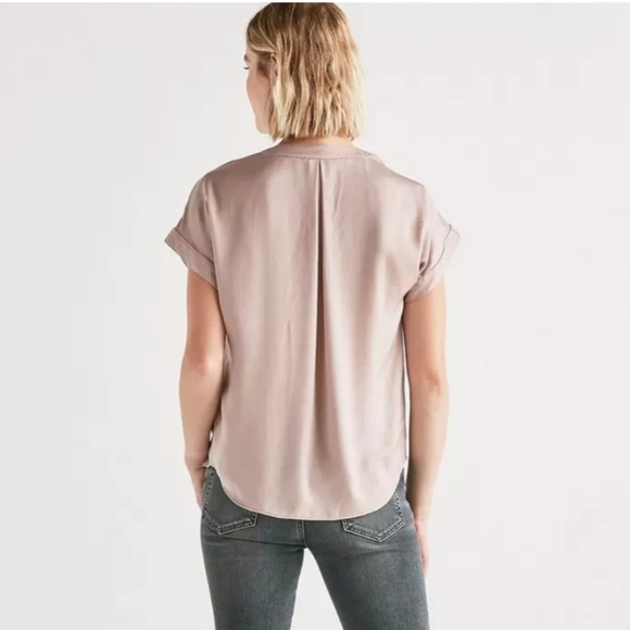 Lucky Brand V Neck Draped Blouse - Picture 3 of 8